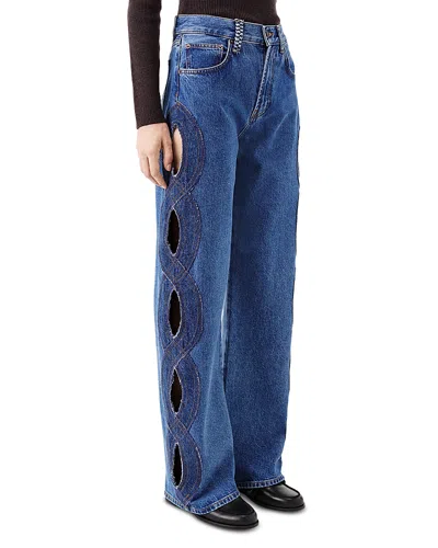 Tressé Tresse Pouja Cotton Mid Rise Wide Leg Jeans In Blue