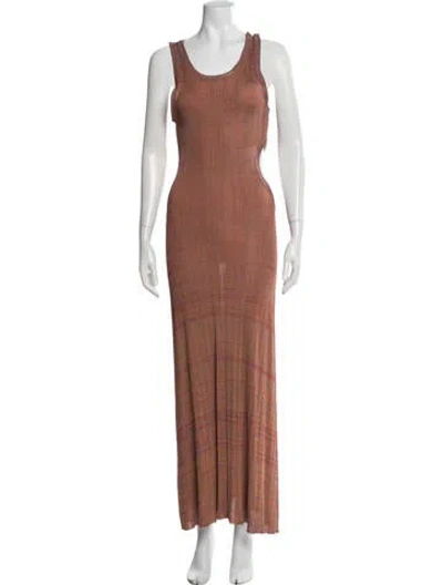 Pre-owned Tressé Printed Long Dress In Orange