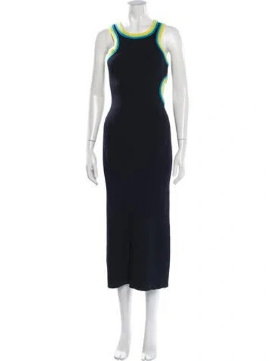 Pre-owned Tressé Scoop Neck Midi Length Dress In Blue