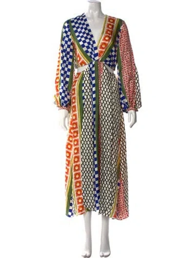 Pre-owned Tressé Silk Long Dress In Multi