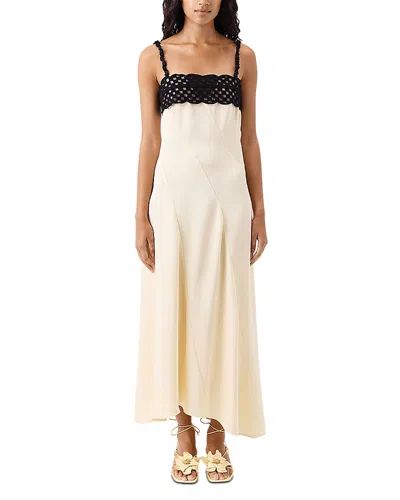 Tressé Tresse Square Neck Bias Cut Slip Dress In Black