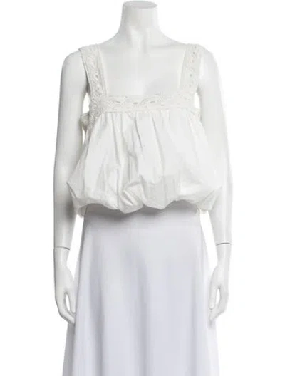 Pre-owned Tressé Square Neckline Sleeveless Top In White