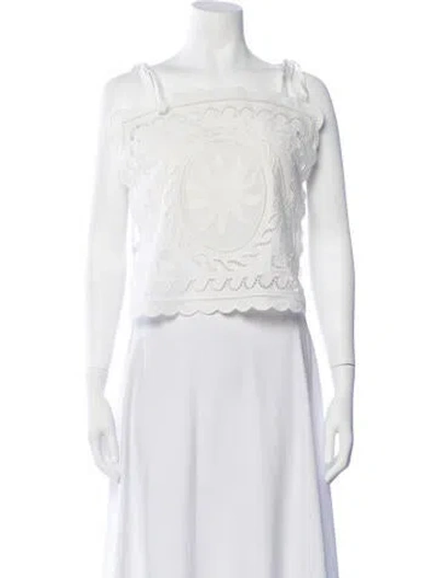 Pre-owned Tressé Square Neckline Sleeveless Top In White
