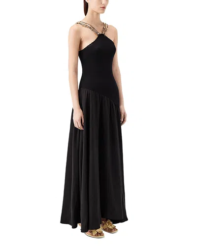 Tressé Tresse Strappy Asymmetrical Mixed Media Dress In Animal Print