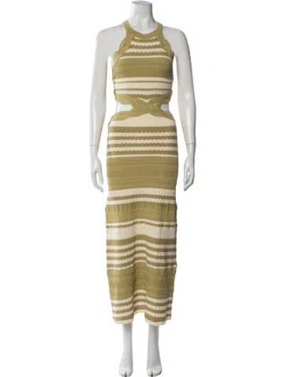 Pre-owned Tressé Striped Long Dress In Yellow