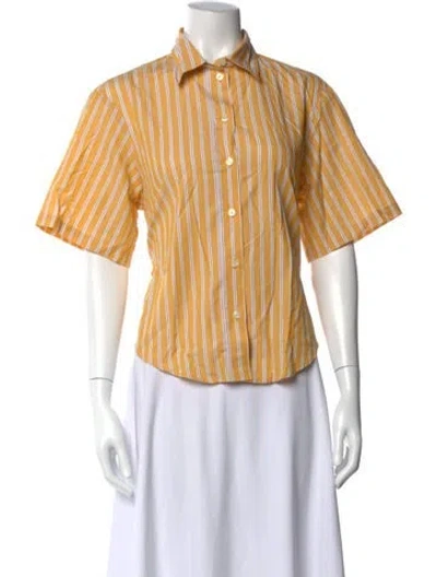 Pre-owned Tressé Striped Short Sleeve Top In Yellow