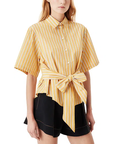 Tressé Tresse Tie Waist Short Sleeve Shirt In Yellow