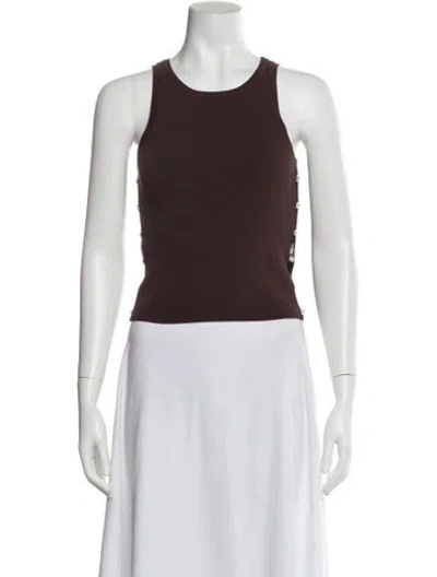 Pre-owned Tressé Virgin Wool Crew Neck Top In Brown