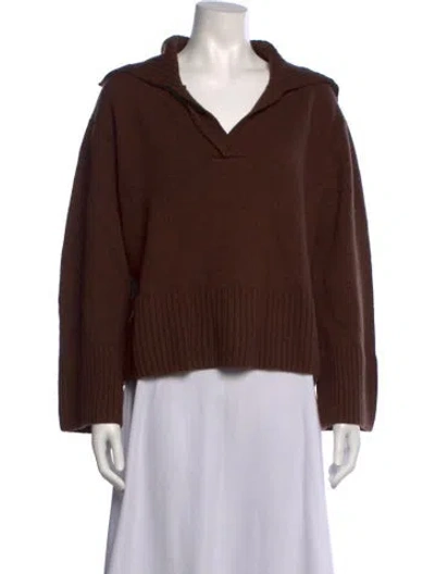 Pre-owned Tressé V-neck Sweater In Brown
