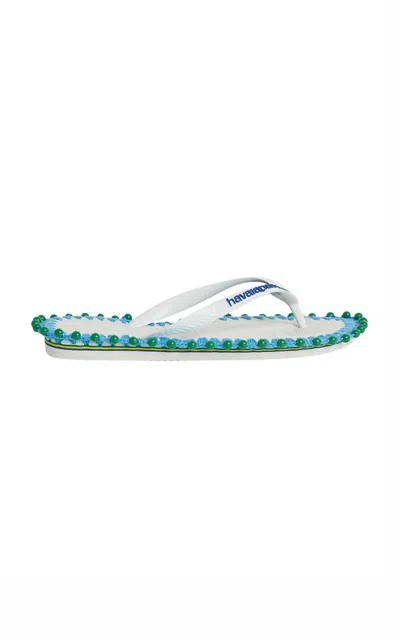 Tressé X Havaianas Avaia Wood-beaded Rubber Sandals In White