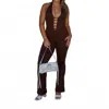 Tresser Nova Halter Jumpsuit In Brown In Brown