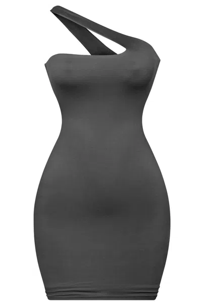 Tresser One Shoulder Mini Dress In Black