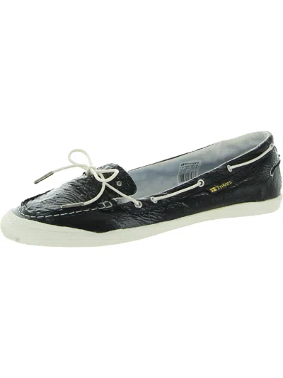 Tretorn Sunniva Patent Womens Crinkled Patent Lightweight Boat Shoes In Black