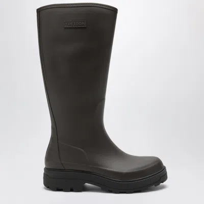 Tretorn Women's Tall Waterproof Halla Rubber Boots With Inner Zip In Brown