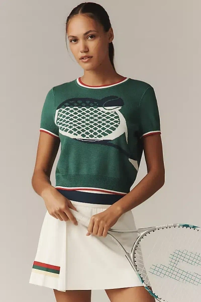 Tretorn X Anthropologie Knit Short-sleeve Racquet Sweater In Green