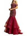 Trevi Collection Gorgeous Formal Dress In Burgundy In Red
