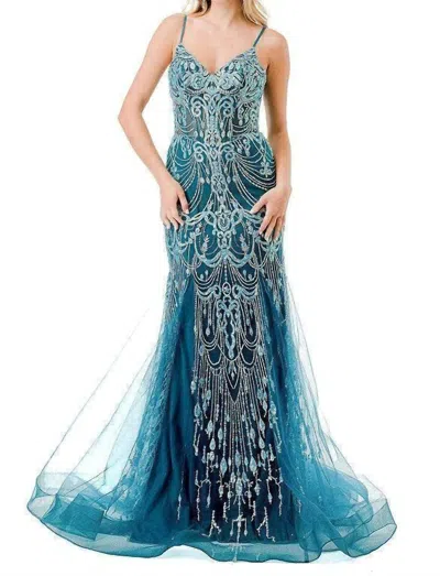 Trevi Collection Perfection Dress In Teal In Blue