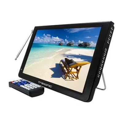 Trexonic Portable Widescreen 12" Led Tv With Tf Slot In Black
