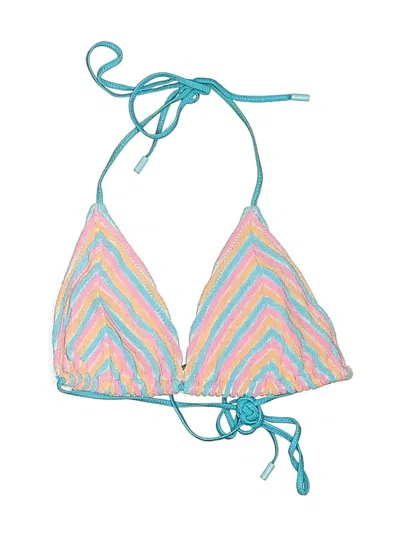 Pre-owned Triangl Swimsuit Top Blue Chevron/herringbone Pattern Swimwear