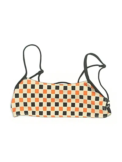 Pre-owned Triangl Swimsuit Top Orange Checkered/gingham Pattern Swimwear