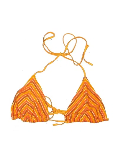 Pre-owned Triangl Swimsuit Top Orange Chevron/herringbone Pattern Swimwear