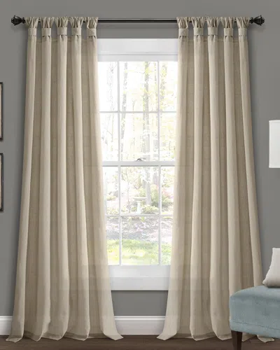 Triangle Home Burlap Knotted Tab Top Window Curtain Panels In Neutral