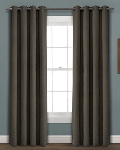 Triangle Home Faux Linen Absolute Grommet Blackout Window Curtain Panel In Brown