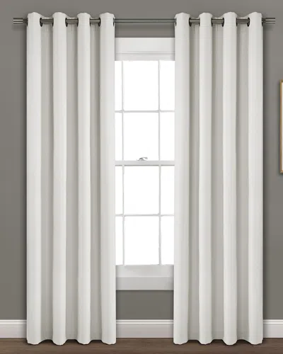 Triangle Home Faux Linen Absolute Grommet Blackout Window Curtain Panels In White