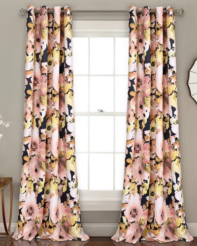 Triangle Home Floral Watercolor Room Darkening Window Curtain Panels