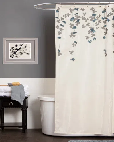 Triangle Home Flower Drops Shower Curtain In White