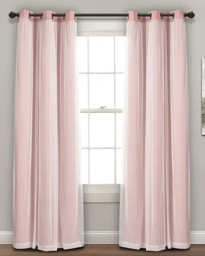 Triangle Home Lush Decor Grommet Sheer Window Curtain Panels In Pink