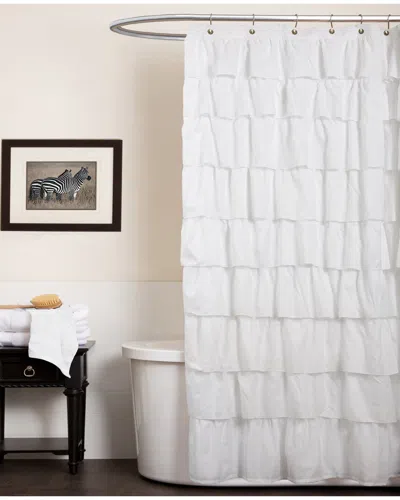 Triangle Home Ruffle Shower Curtain In White