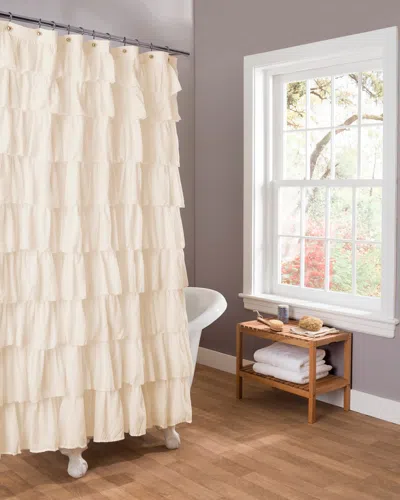 Triangle Home Ruffle Shower Curtain In White
