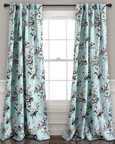 Triangle Home Tania Floral Room Darkening Window Curtain Panels In Blue
