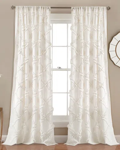 Triangle Home White Ruffle Diamond Window Curtain Set