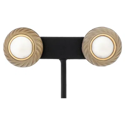 Pre-owned Trianon 14k Gold Mabe Pearl Rock Crystal Clip-on Earrings In Multi