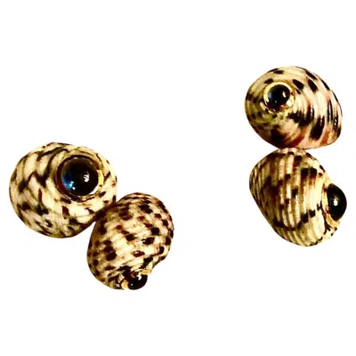 Pre-owned Trianon Men's Seaman Schepps/ Shell, Gold And Sapphire Cufflinks In Blue