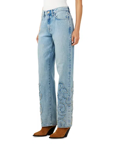 Triarchy Birkin Mid Rise Straight Jeans In Moonwashed Ranchero Indigo In Blue