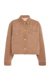 Triarchy Castro Cropped Oversized Denim Shirt In Brown