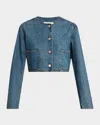 Triarchy Celeste Cropped Denim Jacket In Blue