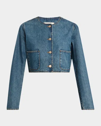 Triarchy Celeste Cropped Denim Jacket In Blue