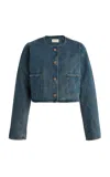 Triarchy Celeste Cropped Denim Jacket In Blue