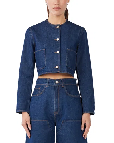 Triarchy Celeste Cropped Suit Jacket In Blue