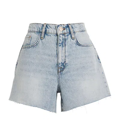 Triarchy T-long High Rise Denim Shorts In Light Blue