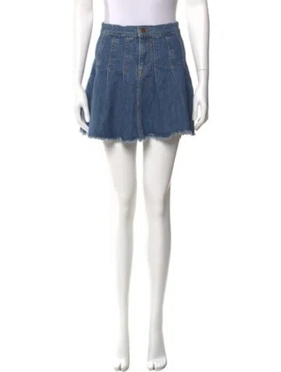 Pre-owned Triarchy Distressed Accents Mini Skirt In Blue