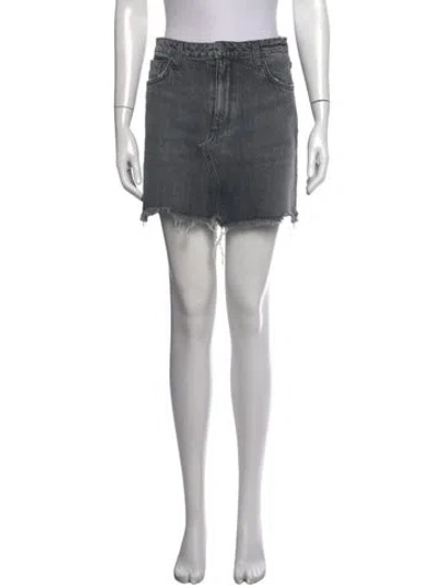 Pre-owned Triarchy Distressed Accents Mini Skirt In Grey