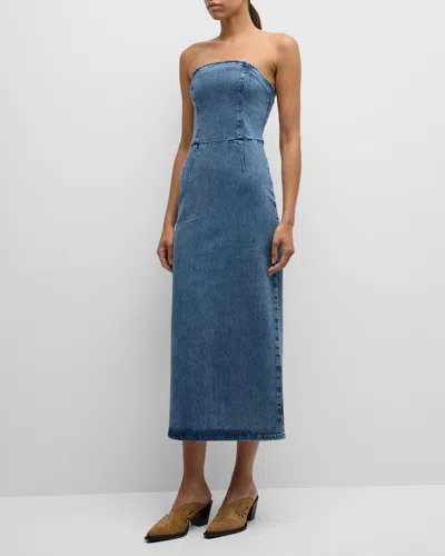 Triarchy Frenchie Strapless Denim Tube Dress In Prime Indigo