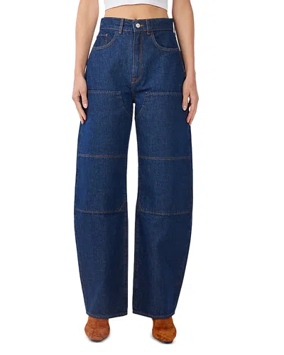 Triarchy Gerri High Rise Barrel Jeans In Classic Rinse Indigo In Blue