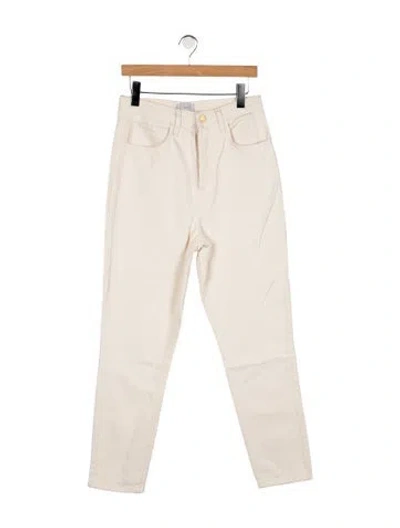 Pre-owned Triarchy High-rise Straight Leg Jeans In White