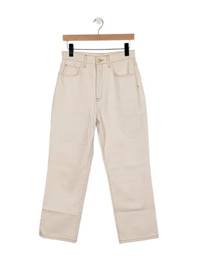 Pre-owned Triarchy High-rise Straight Leg Jeans In White